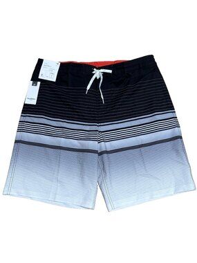 Goodfellow Men’s Board Shorts Size 40, Gray & Black Stripes, 10" Inseam